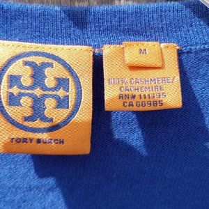 Tory Burch purple 100% cashmere v-neck gold button down cardigan M